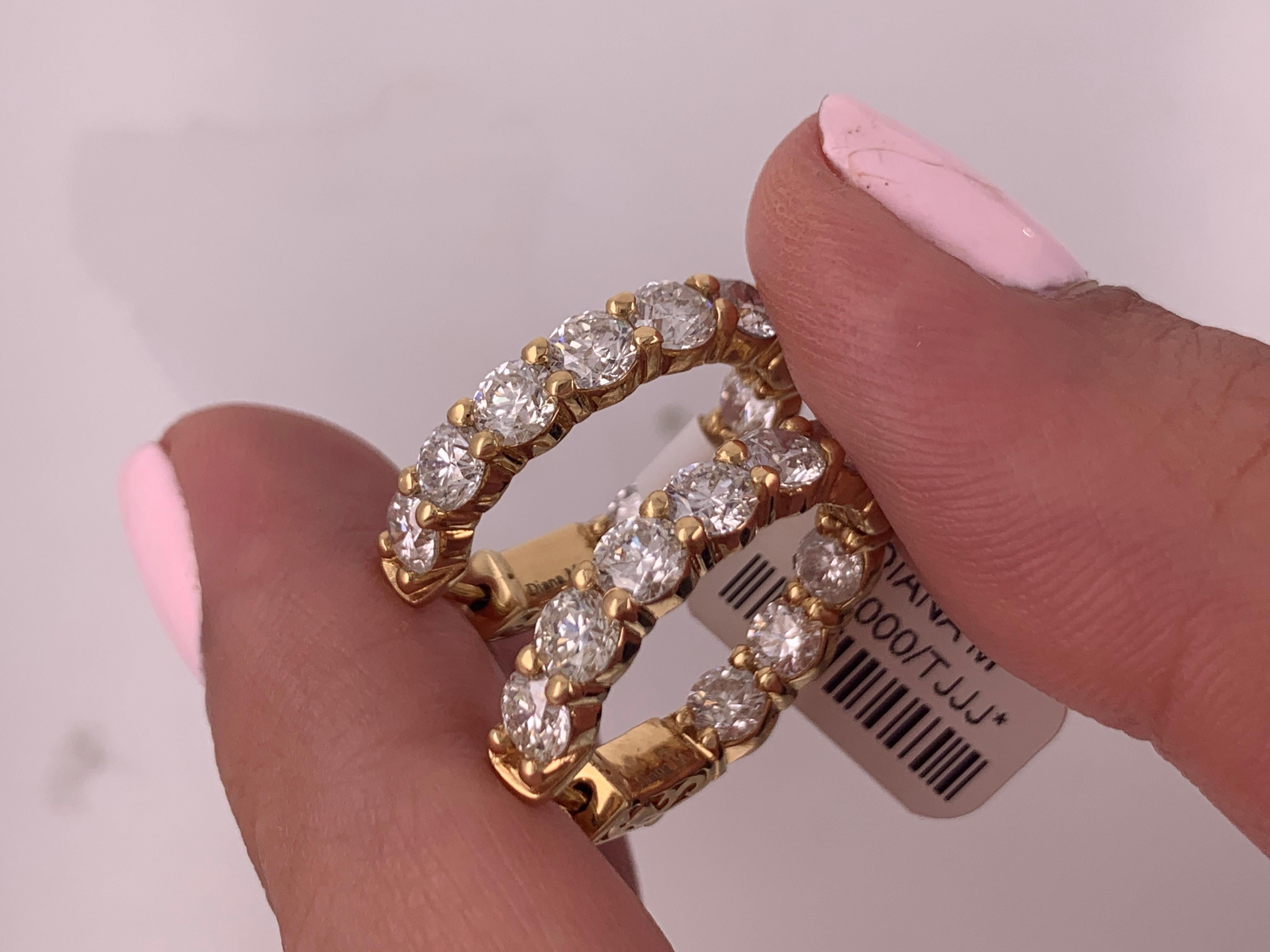 18 Karat Yellow Gold 5.00 Carat Diamond Hoop Earrings In New Condition For Sale In New York, NY