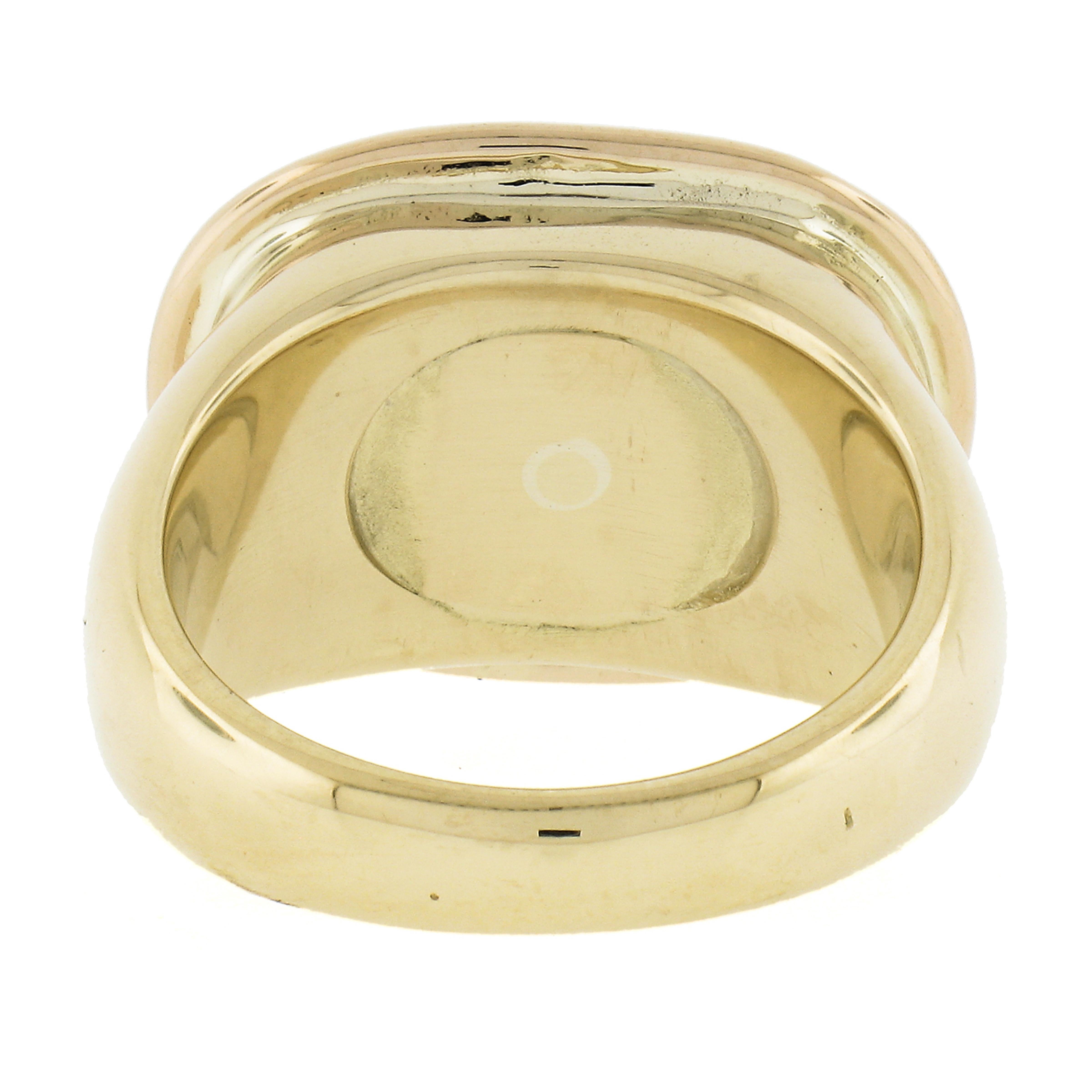 18k Yellow Gold .50ct Fancy Color Diamond Polished Heavy Concave Wide Band Ring For Sale 2