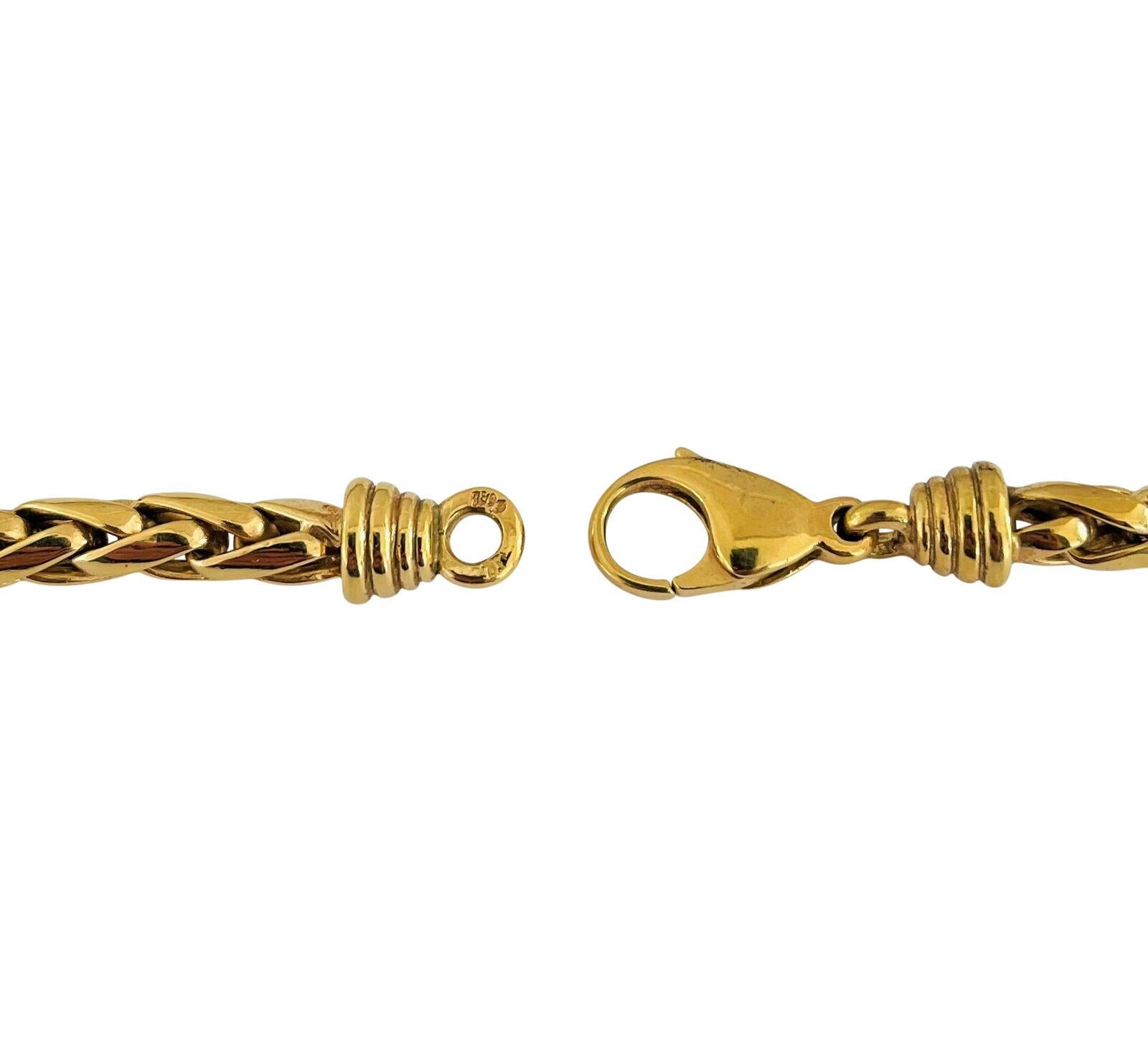 18k Yellow Gold 50g Solid Heavy Fancy Wheat Link Chain Necklace In Good Condition In Guilford, CT