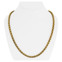 18k Yellow Gold 50g Solid Heavy Fancy Wheat Link Chain Necklace
