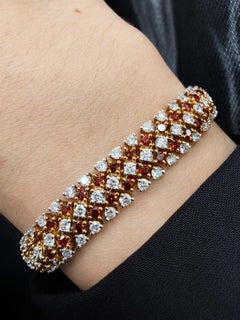Bracciale in oro giallo 18K con diamante da 5,10 carati e diamante marrone da 3,57 carati - 7 pollici.