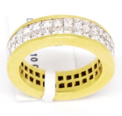 18 Karat Yellow Gold 5.10 Carat Princess Cut Diamond Eternity Band
