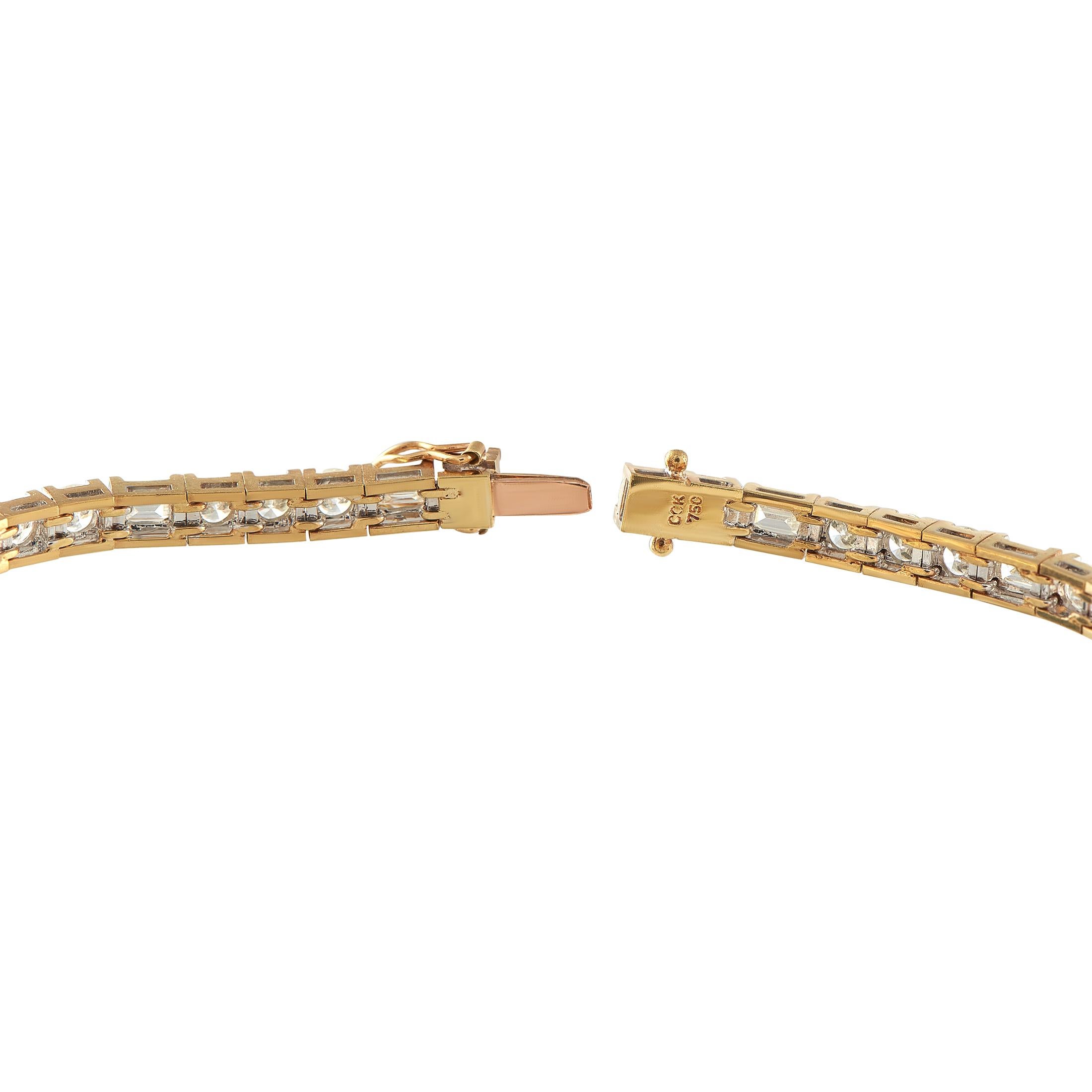 Pulsera de tenis de oro amarillo de 18 quilates con 5,28 quilates de diamantes Corte redondo en venta