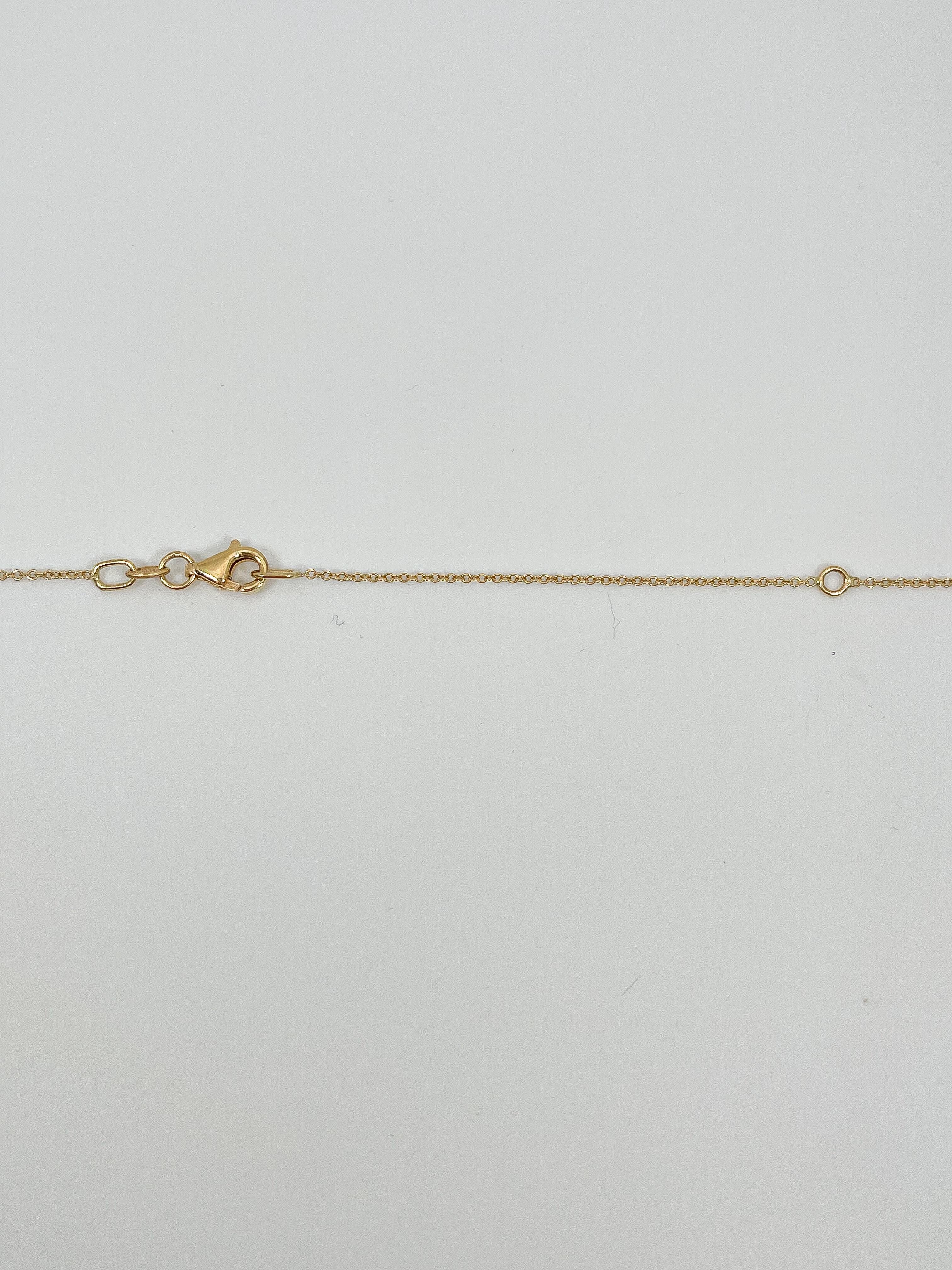 18K Yellow Gold .54 CTW Diamond Drop Pendant Necklace For Sale 1