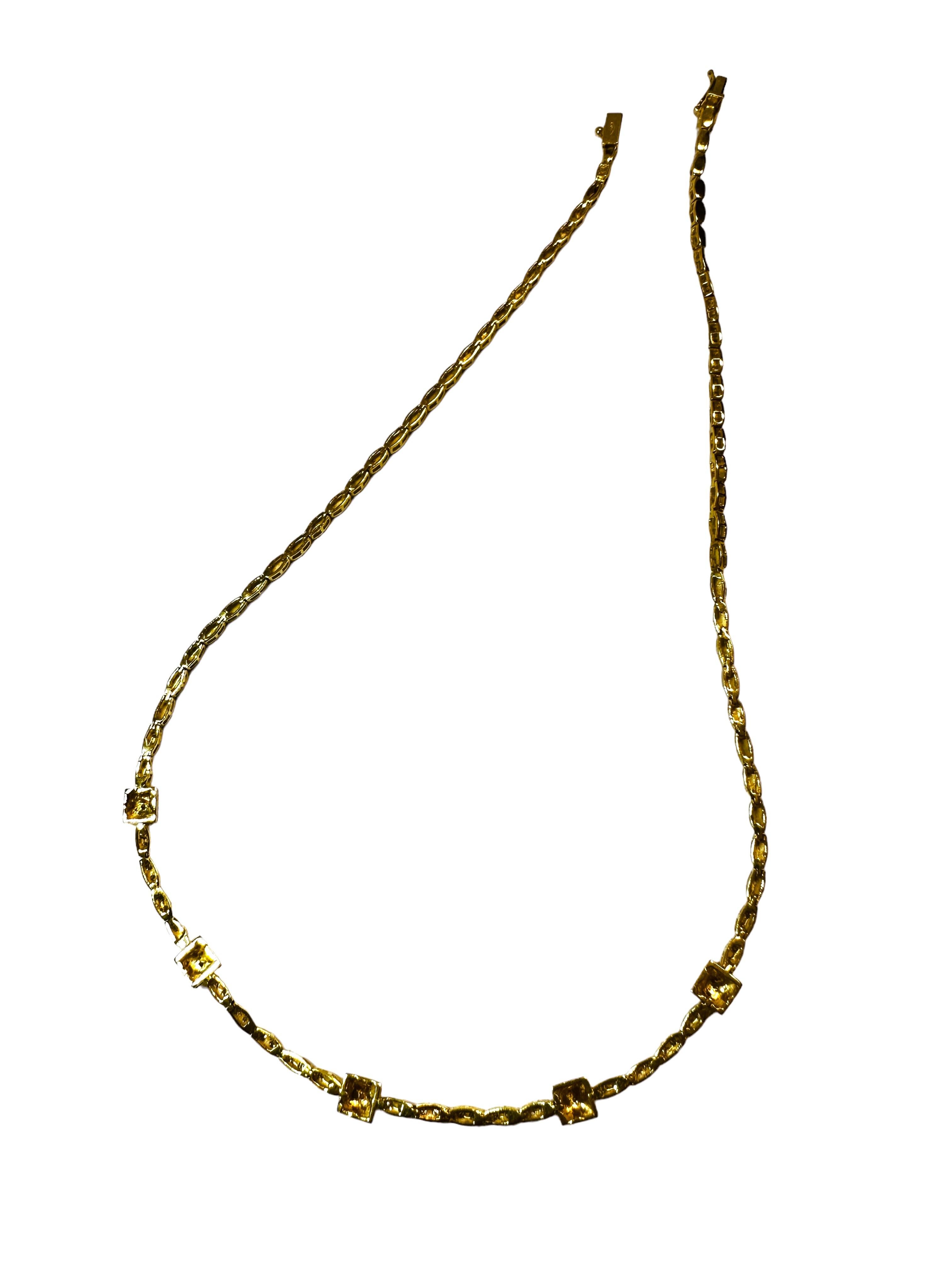 18k Yellow Gold .55 ct Rossonero 49 Diamond Rockstud Station Necklace w Appr 3