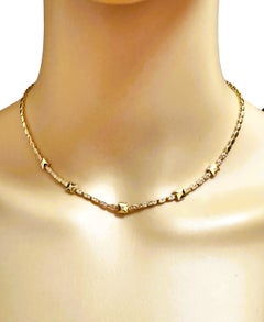 18k Yellow Gold .55 ct Rossonero 49 Diamond Rockstud Station Necklace w Appr