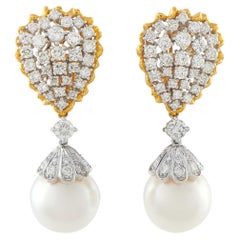 Orecchini in oro giallo 18K con diamanti e perle da 5,50 carati MF07-022326