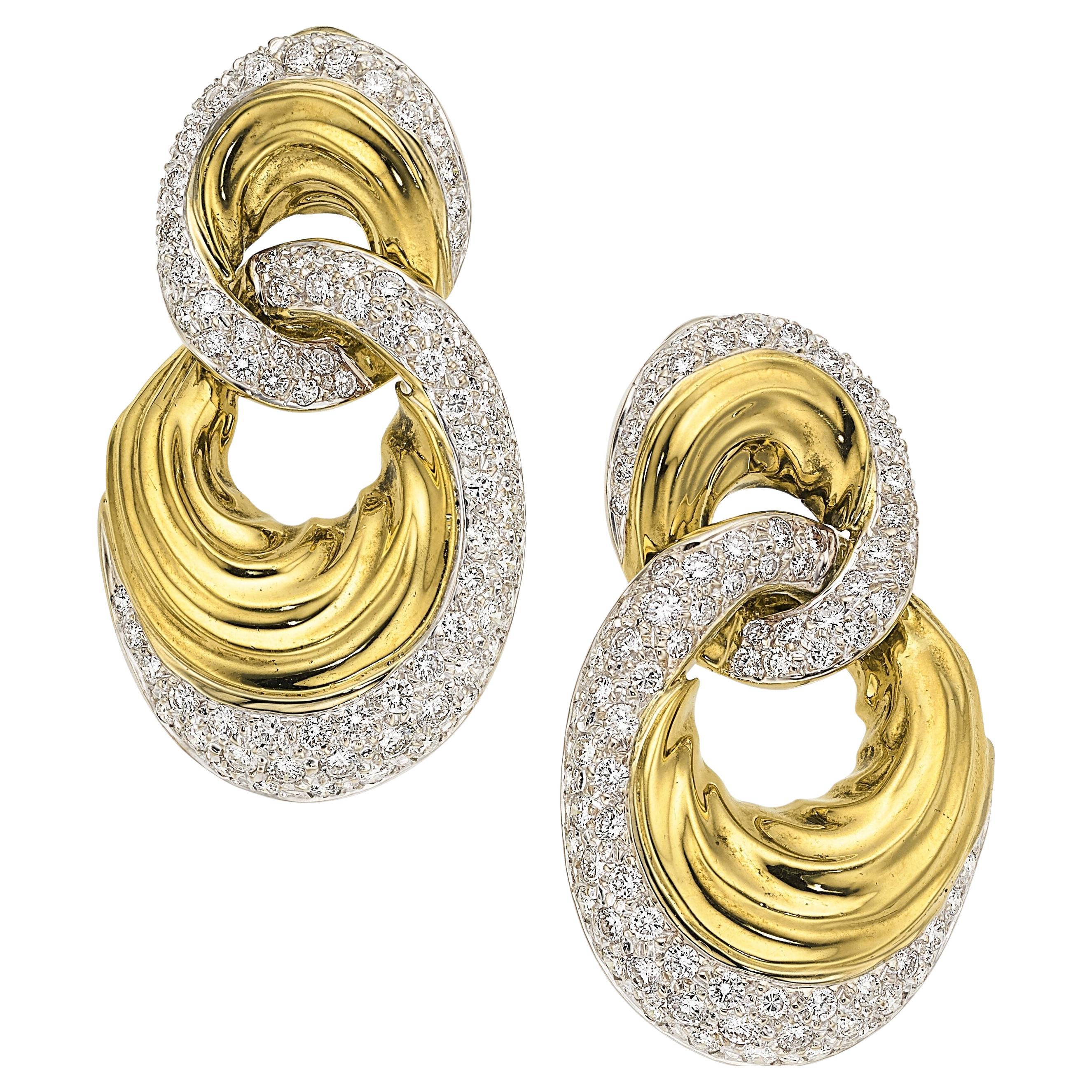 Pendientes Aldaba de Diamantes de Oro Amarillo de 18k 5,58 cts 32,2 gramos