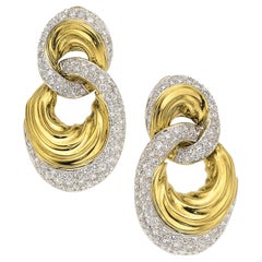 18k Gelbgold 5,58 Karat Diamant Türklopfer Ohrringe 32,2 Gramm