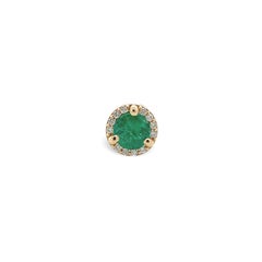 18K Yellow Gold .55cttw Fine Emerald and Diamond Stud Earrings