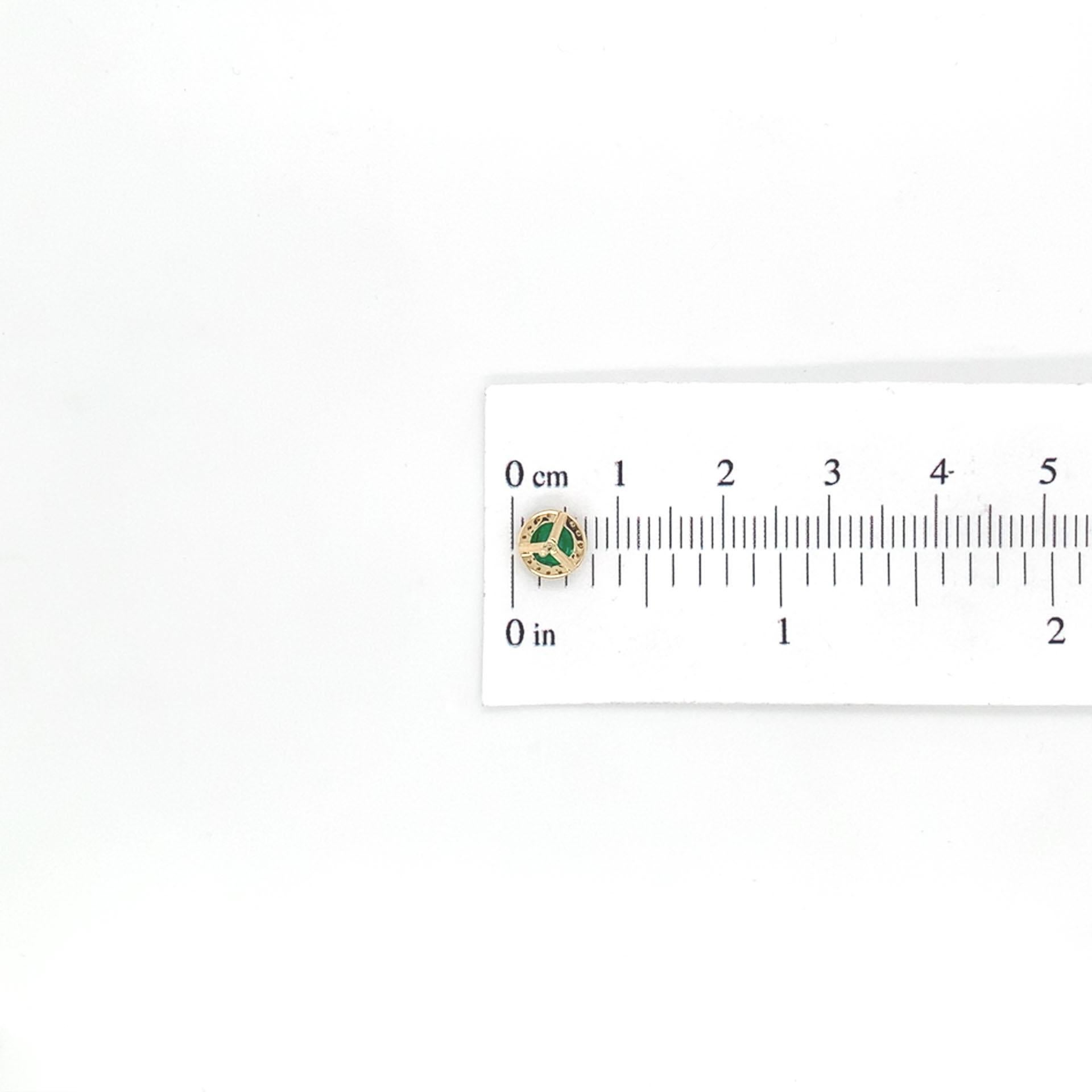 Women's or Men's 18K Yellow Gold .55cttw Fine Emerald and Diamond Stud Earrings For Sale