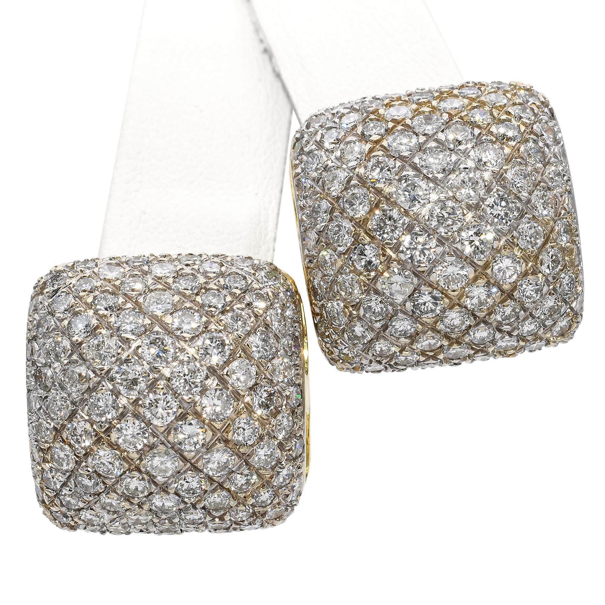 Boucles d'oreilles en or jaune 18 carats avec diamants de 5,7 ctw Pour femmes en vente