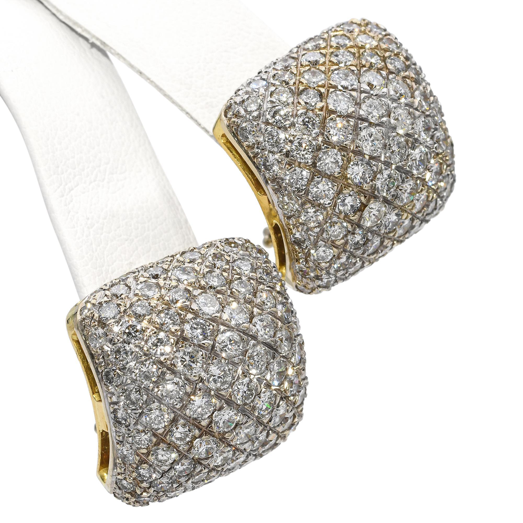 Boucles d'oreilles en or jaune 18 carats avec diamants de 5,7 ctw en vente 1