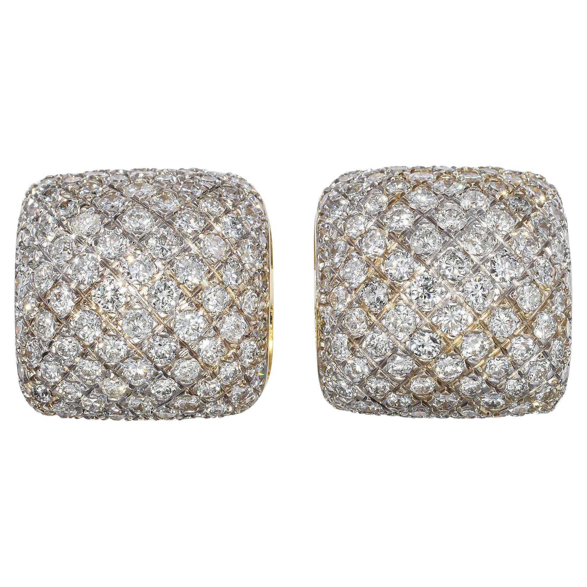 18k Yellow Gold 5.7tcw Diamond Micro Pave Earrings