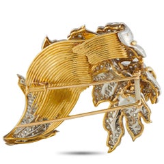 18K Yellow Gold 5.80ct Diamond Brooch MF16-022426