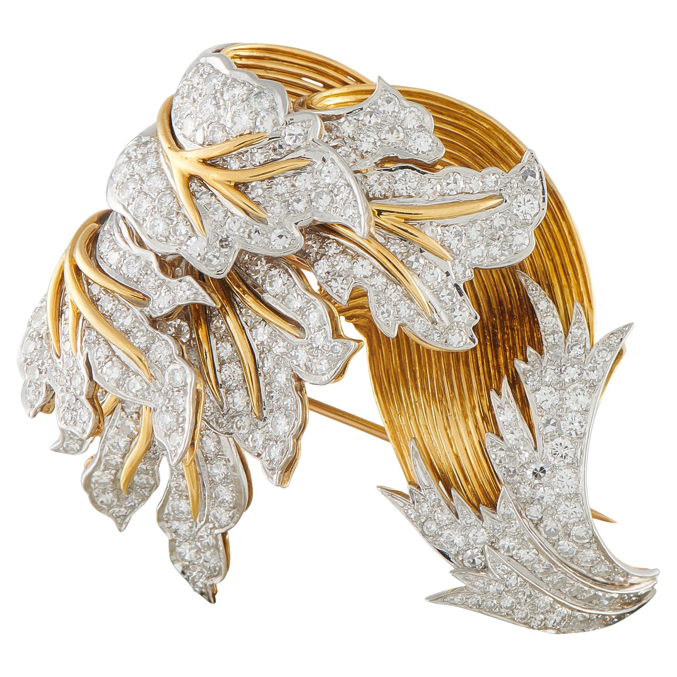 18K Gelbgold 5,80ct Diamant Brosche MF16-022426