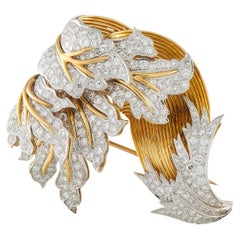 18K Yellow Gold 5.80ct Diamond Brooch MF16-022426