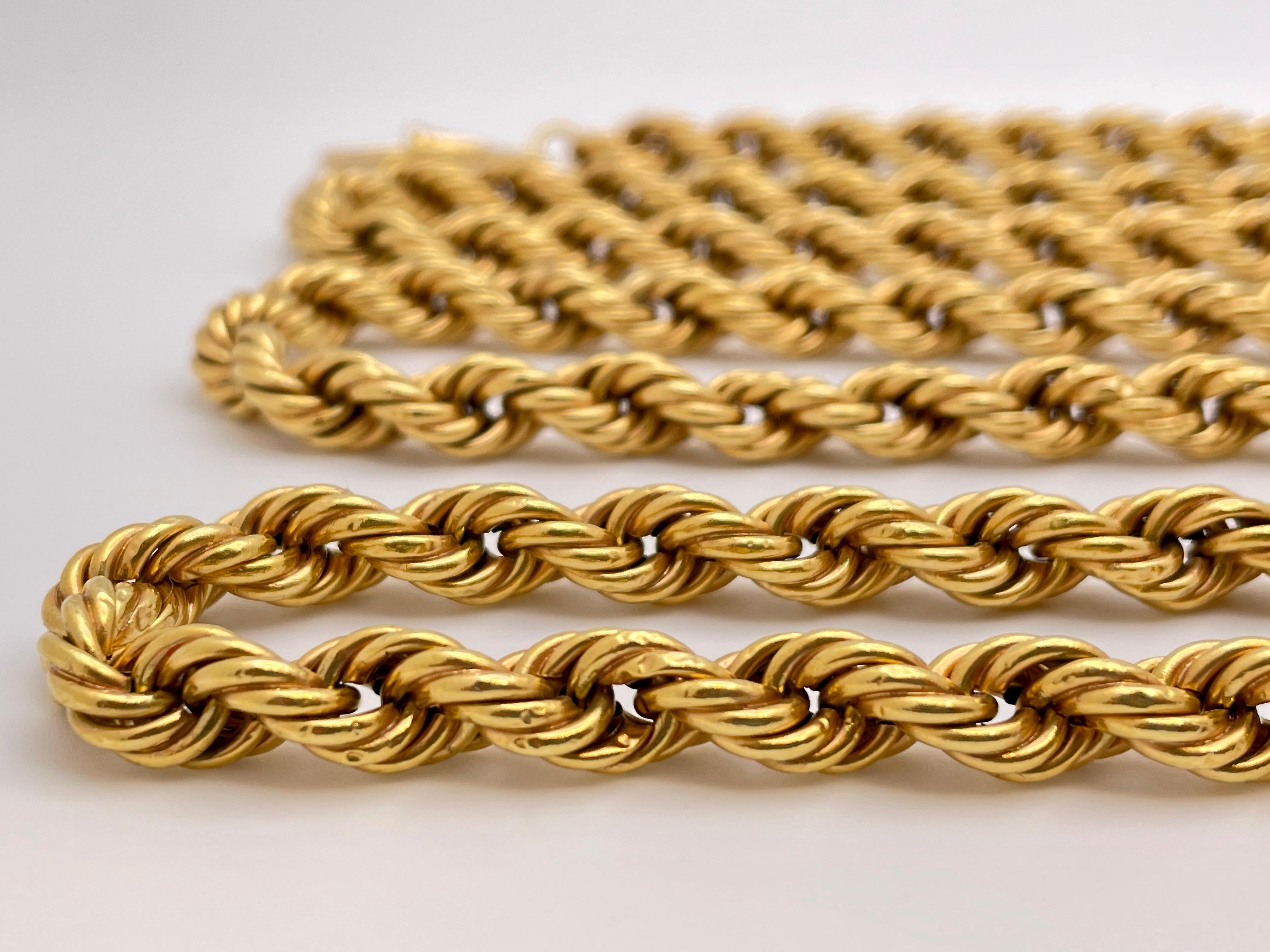 18 Karat Gelbgold 59 Zoll Seilkette Halskette im Angebot 5