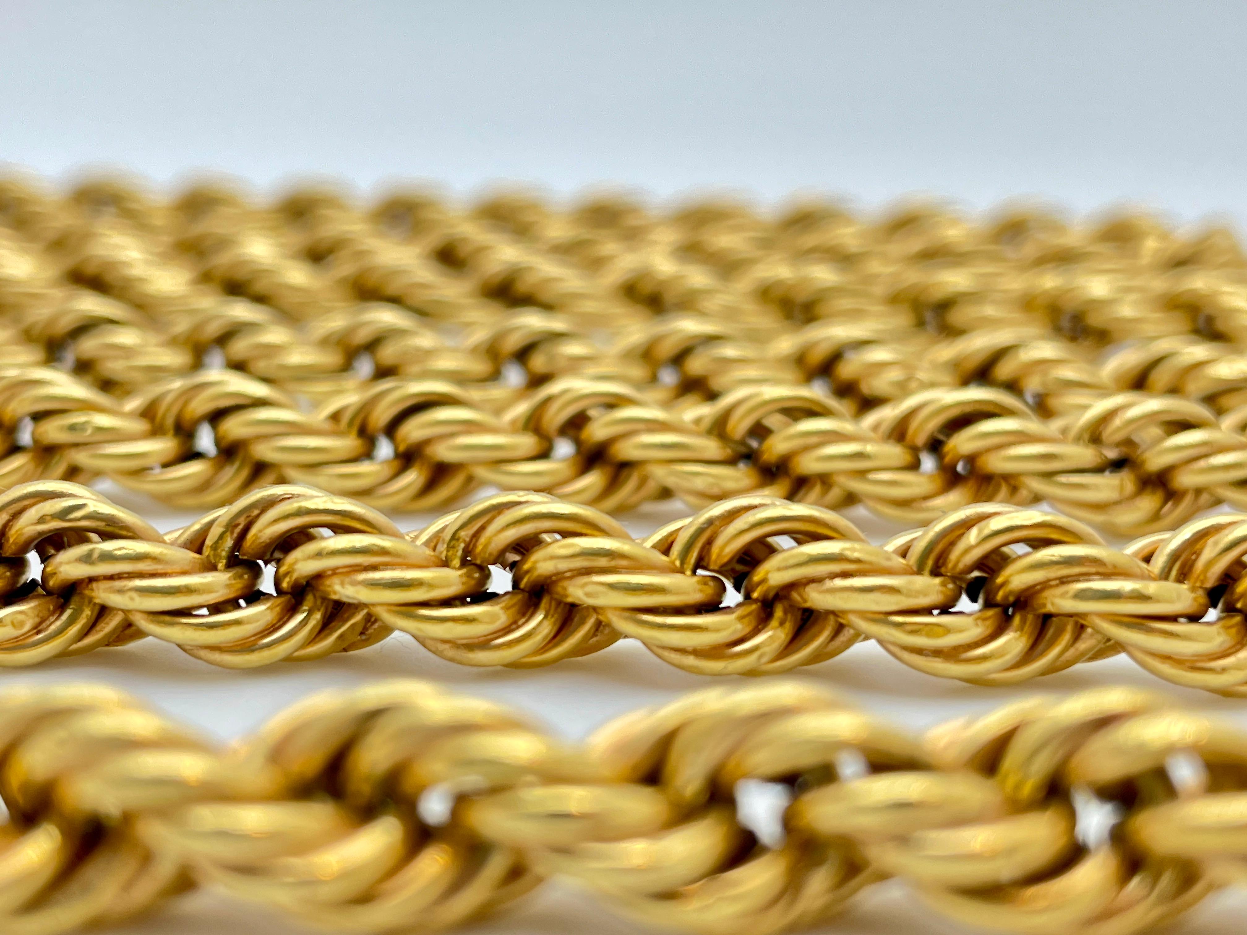 18 Karat Gelbgold 59 Zoll Seilkette Halskette im Angebot 3