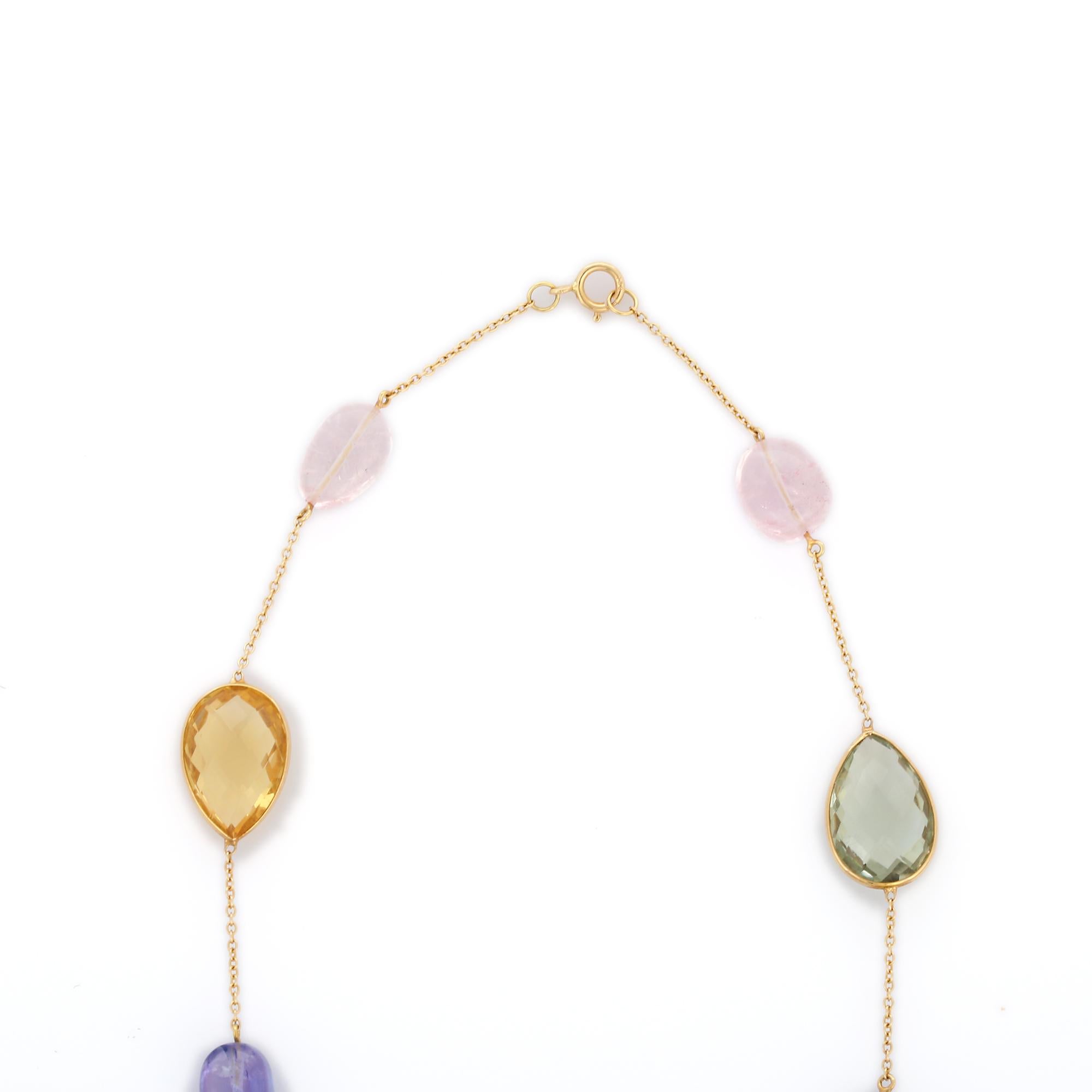 Collana a catena in oro giallo 18K con 59,1 carati di pietre semipreziose multiple In condizioni Nuovo in vendita a New York, NY