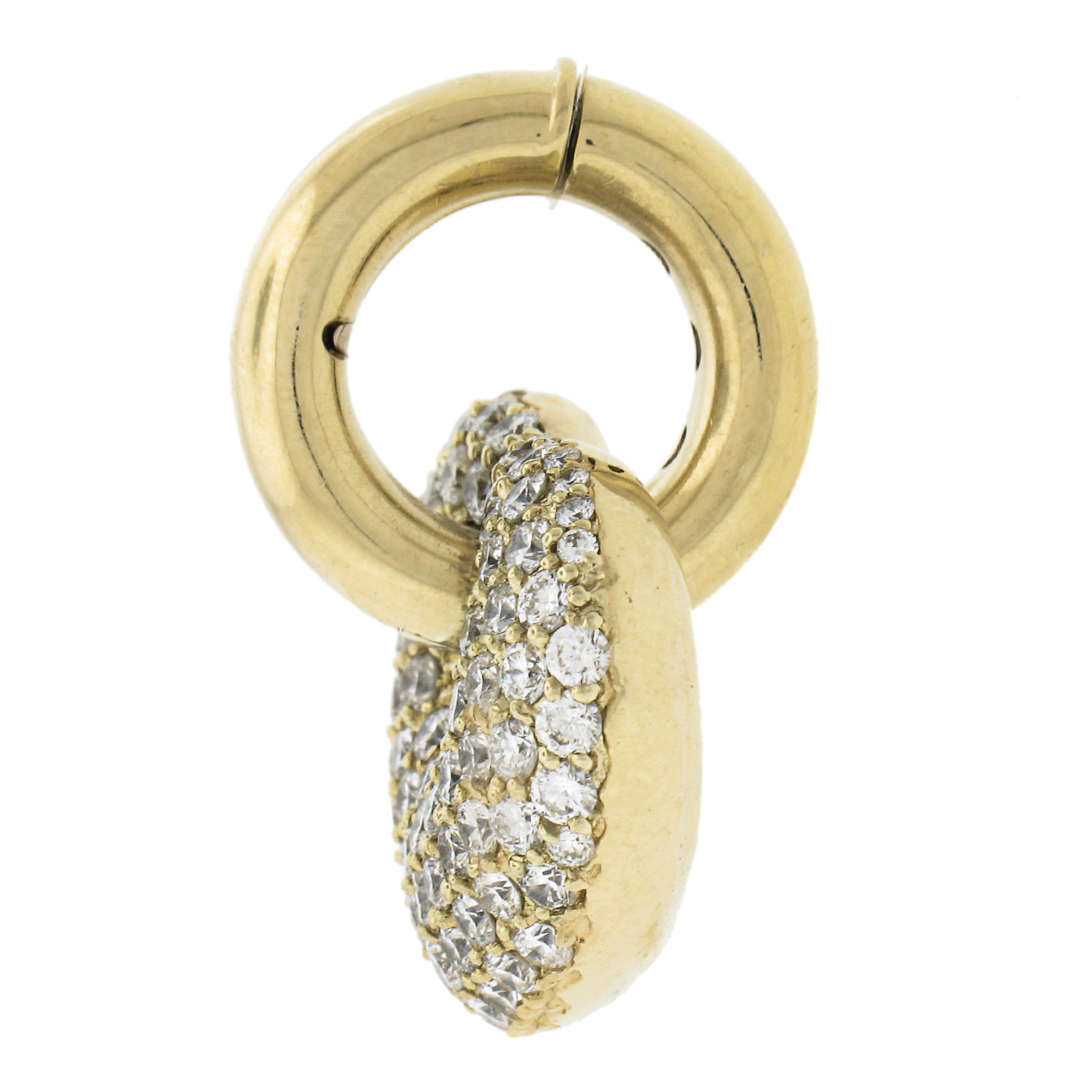 Pendentif en or jaune 18K à breloques en forme de cœur soufflé avec diamant 5ctw et grand anneau de renforcement Excellent état - En vente à Montclair, NJ