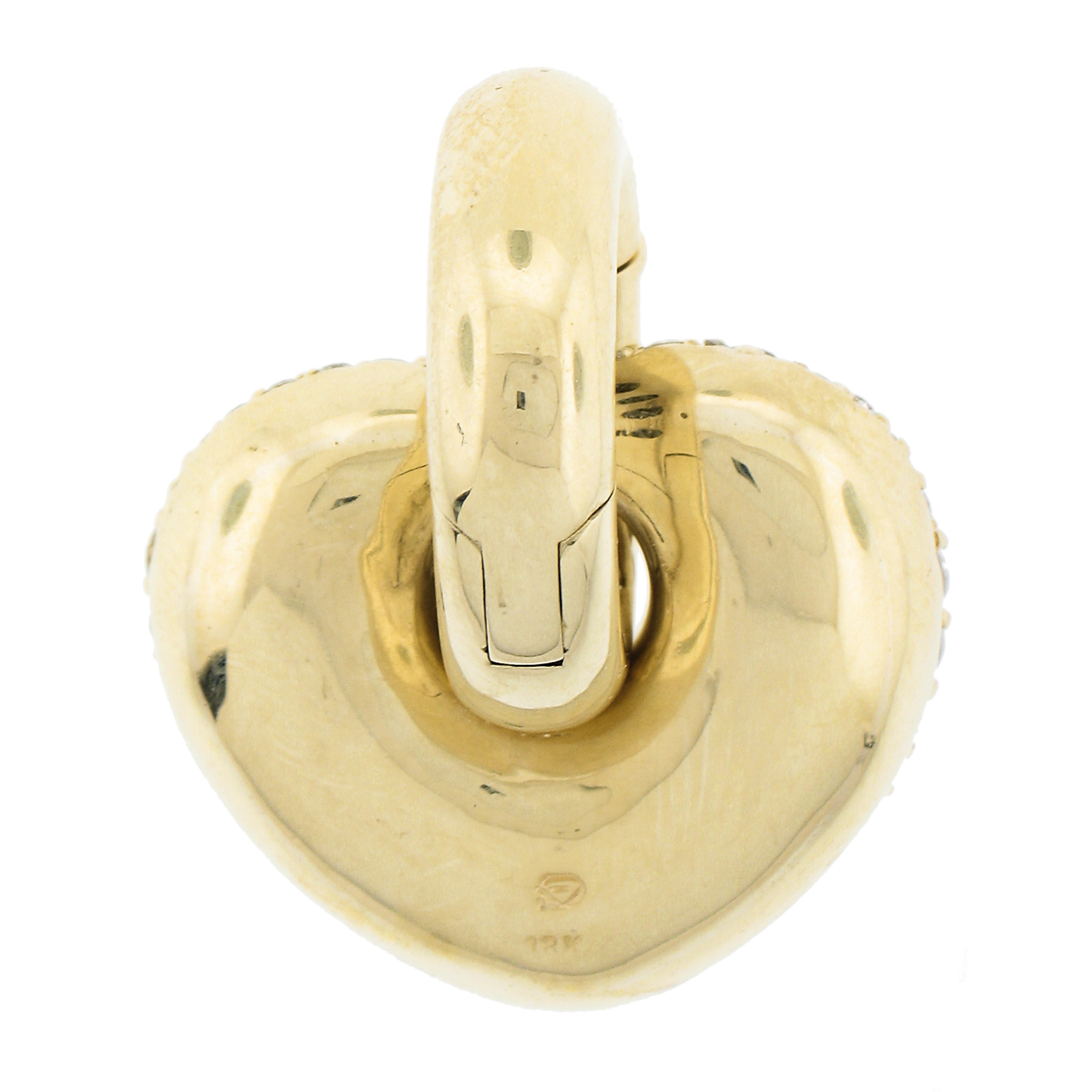 Pendentif en or jaune 18K à breloques en forme de cœur soufflé avec diamant 5ctw et grand anneau de renforcement en vente 1