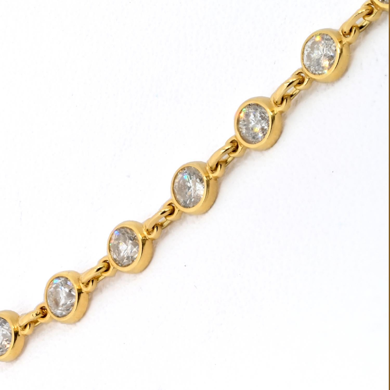 18K Yellow Gold 6.02cttw Diamond By The Yard 16 Inch Chain Necklace In Excellent Condition For Sale In New York, NY