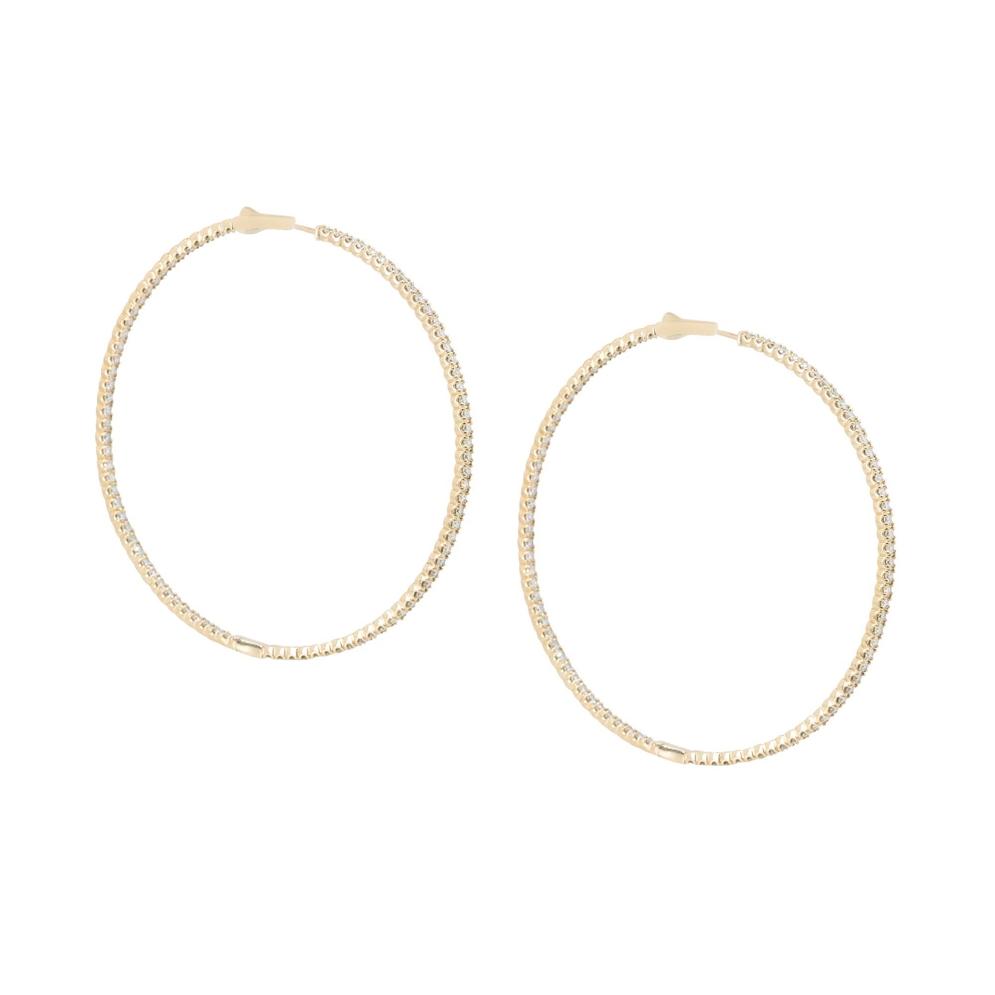 Round Cut 18k Yellow Gold 6.06ctw Round Diamond Inside Out Hoop Earrings