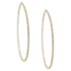 18k Yellow Gold 6.06ctw Round Diamond Inside Out Hoop Earrings