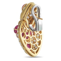 Orecchini in oro giallo 18K con diamanti e rubini da 6,0ct MF23-012926