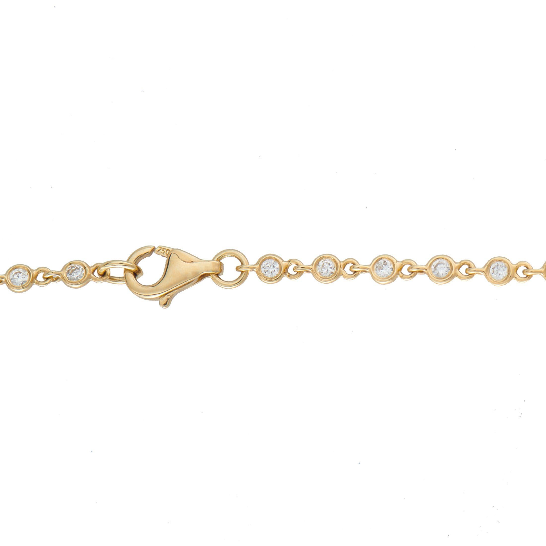 Taille ronde Collier en or jaune 18K avec 6.0ct diamant ANK-20545-Y en vente