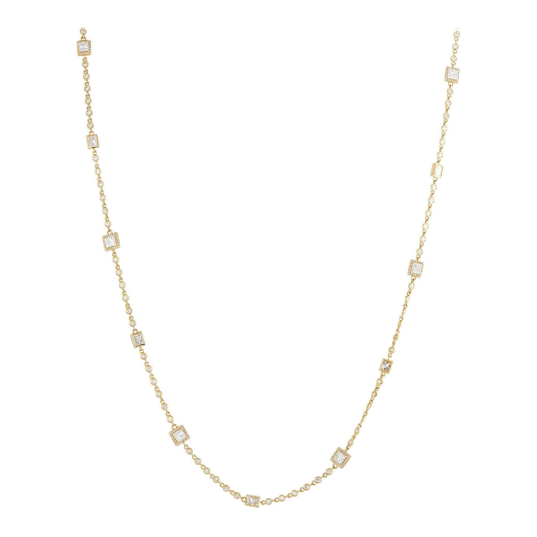 Collier en or jaune 18K avec 6.0ct diamant ANK-20545-Y