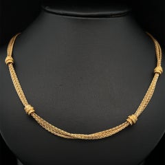 18k Yellow Gold .60ctw Fancy Yellow Diamond Sections 3 Wheat Link Chain Necklace