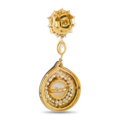 18K Yellow Gold 6.10ct Diamond and Pearl Earrings MF05-012826