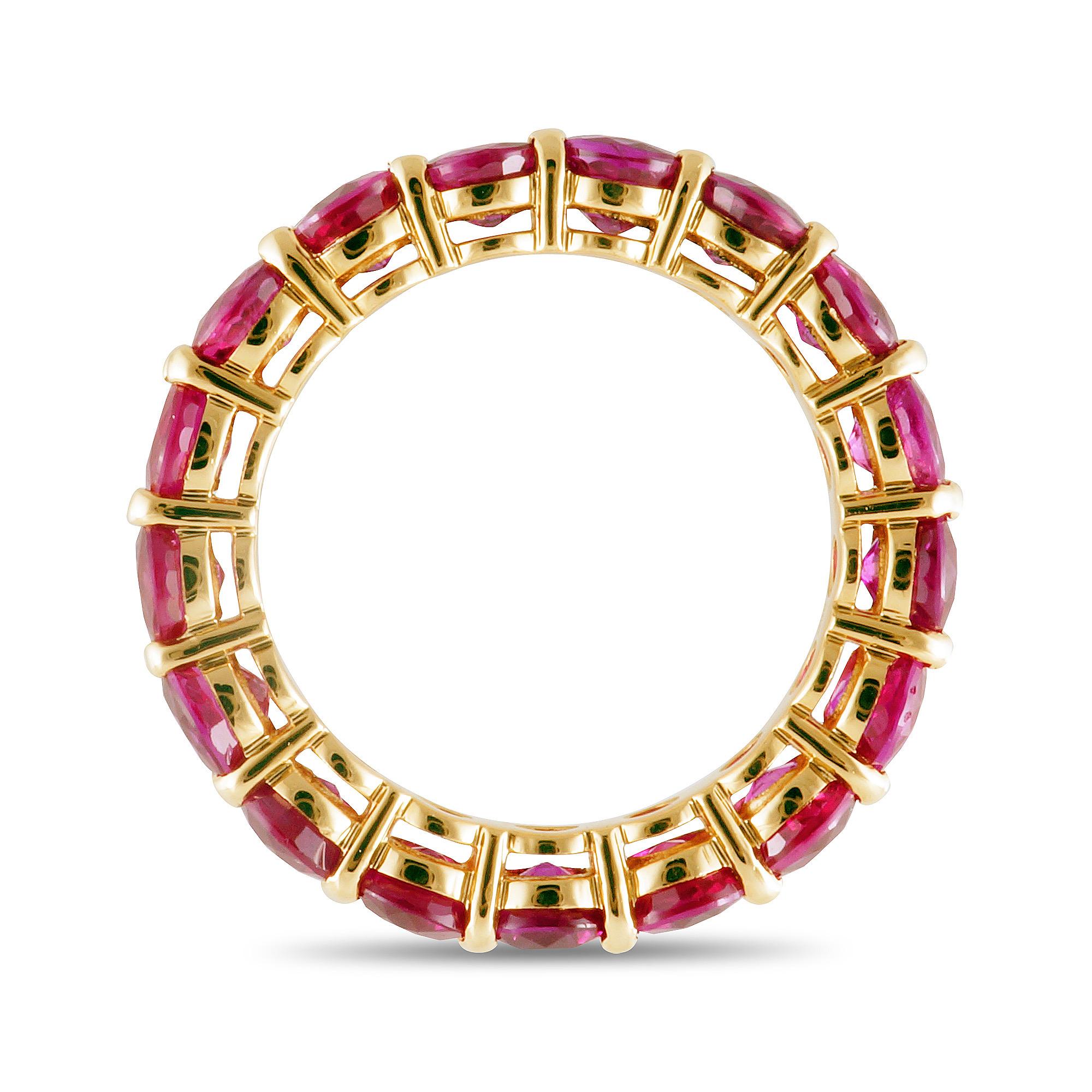ruby eternity band yellow gold