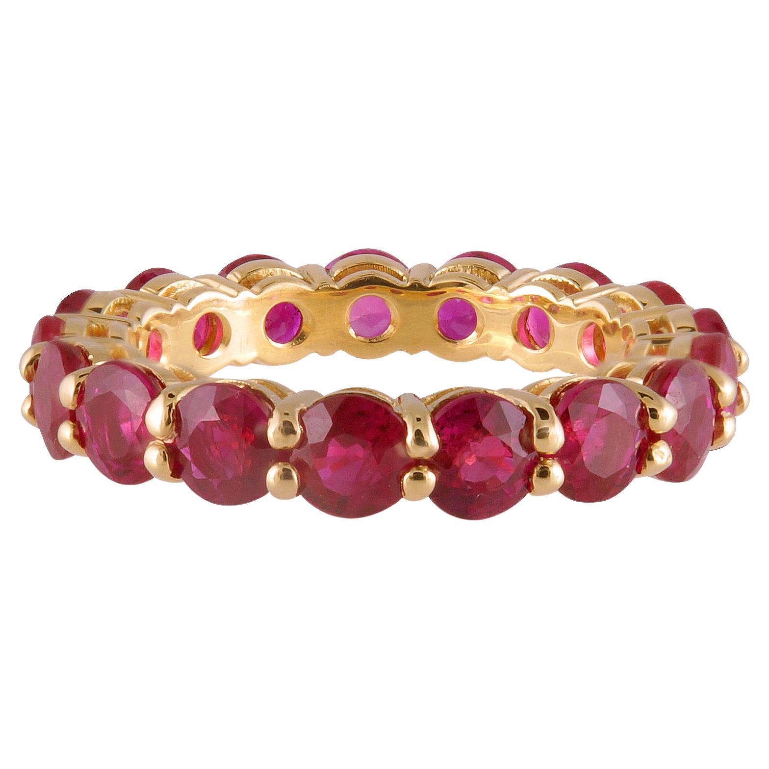 18k Yellow Gold Ruby Eternity Band For Sale