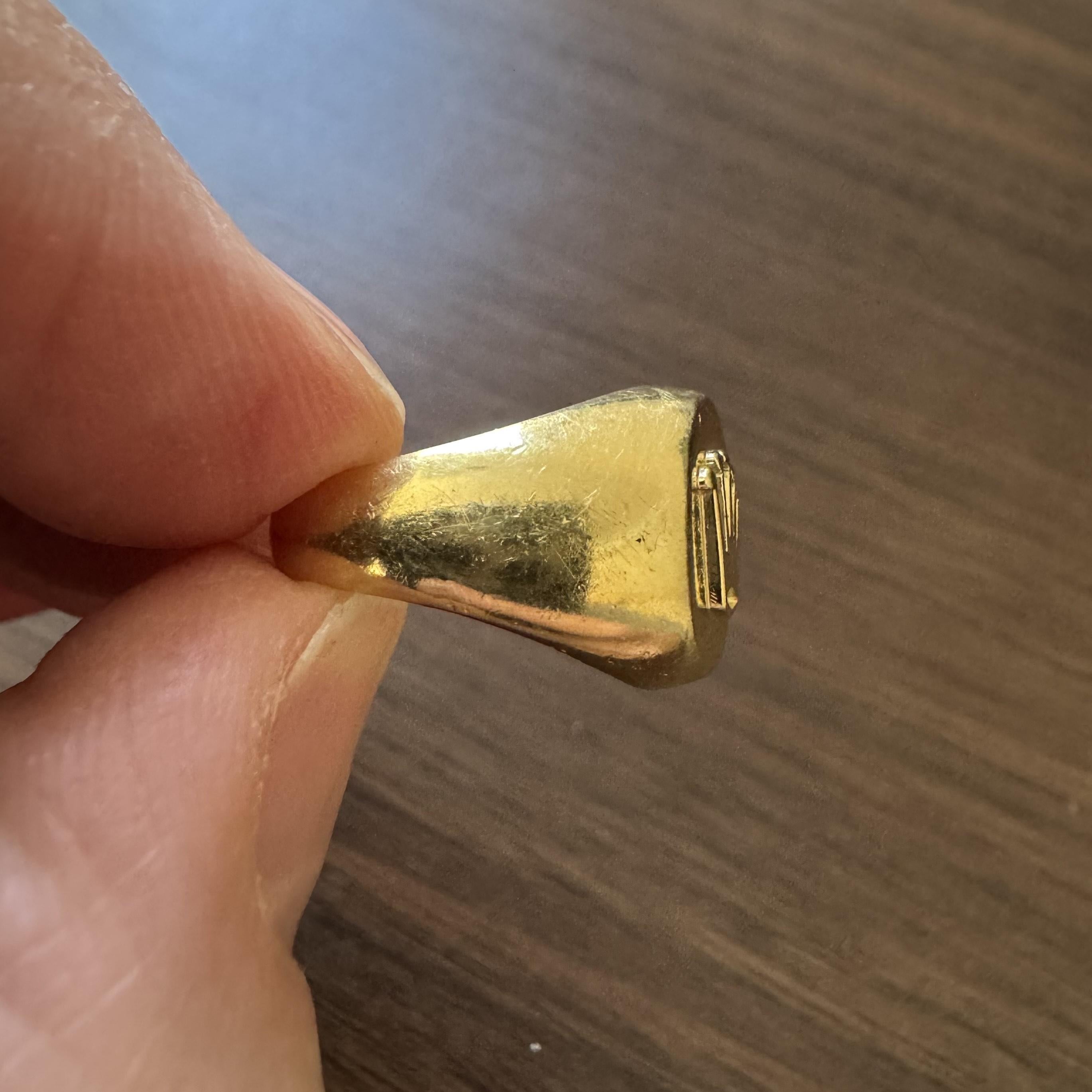 18k Yellow Gold 6.1g Ladies Rolex Style Crown Ring Size 5 In Good Condition In Guilford, CT