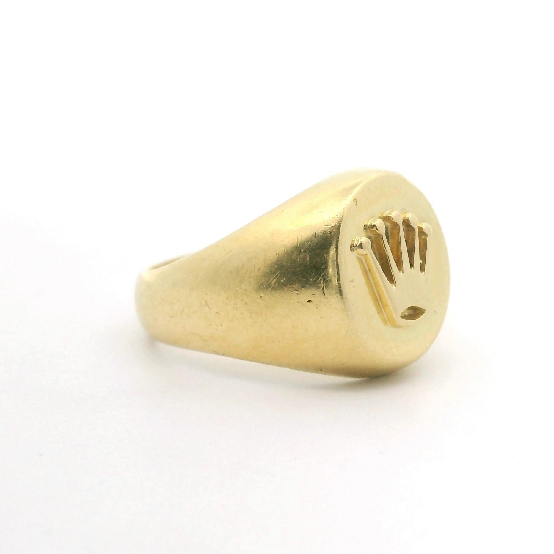 Women's 18k Yellow Gold 6.1g Ladies Rolex Style Crown Ring Size 5