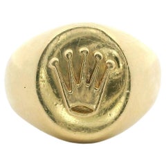 18k Yellow Gold 6.1g Ladies Rolex Style Crown Ring Size 5