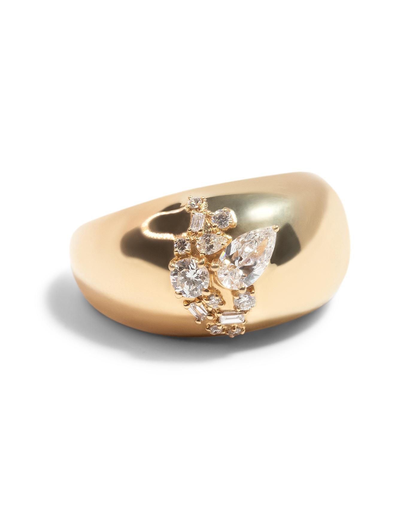 For Sale:  18K Yellow Gold .62 Carat White Diamonds SI1 Trellis Dome Ring 3