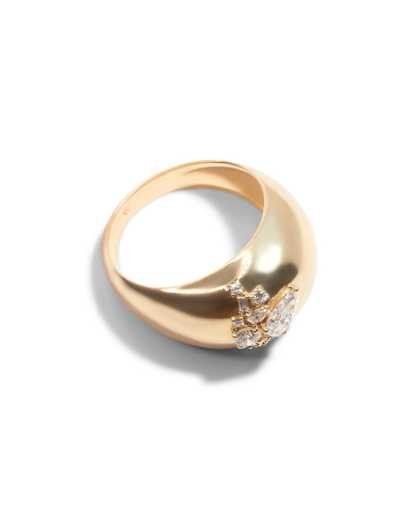 For Sale:  18K Yellow Gold .62 Carat White Diamonds SI1 Trellis Dome Ring 6
