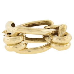 18K Yellow Gold 6.2" Polished Finish 31.5mm Wide Squared Bold Link Bracelet