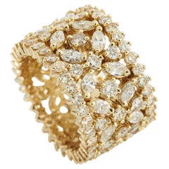 Anello a fascia larga in oro giallo 18 carati con diamante da 6,20 carati MF05-011926