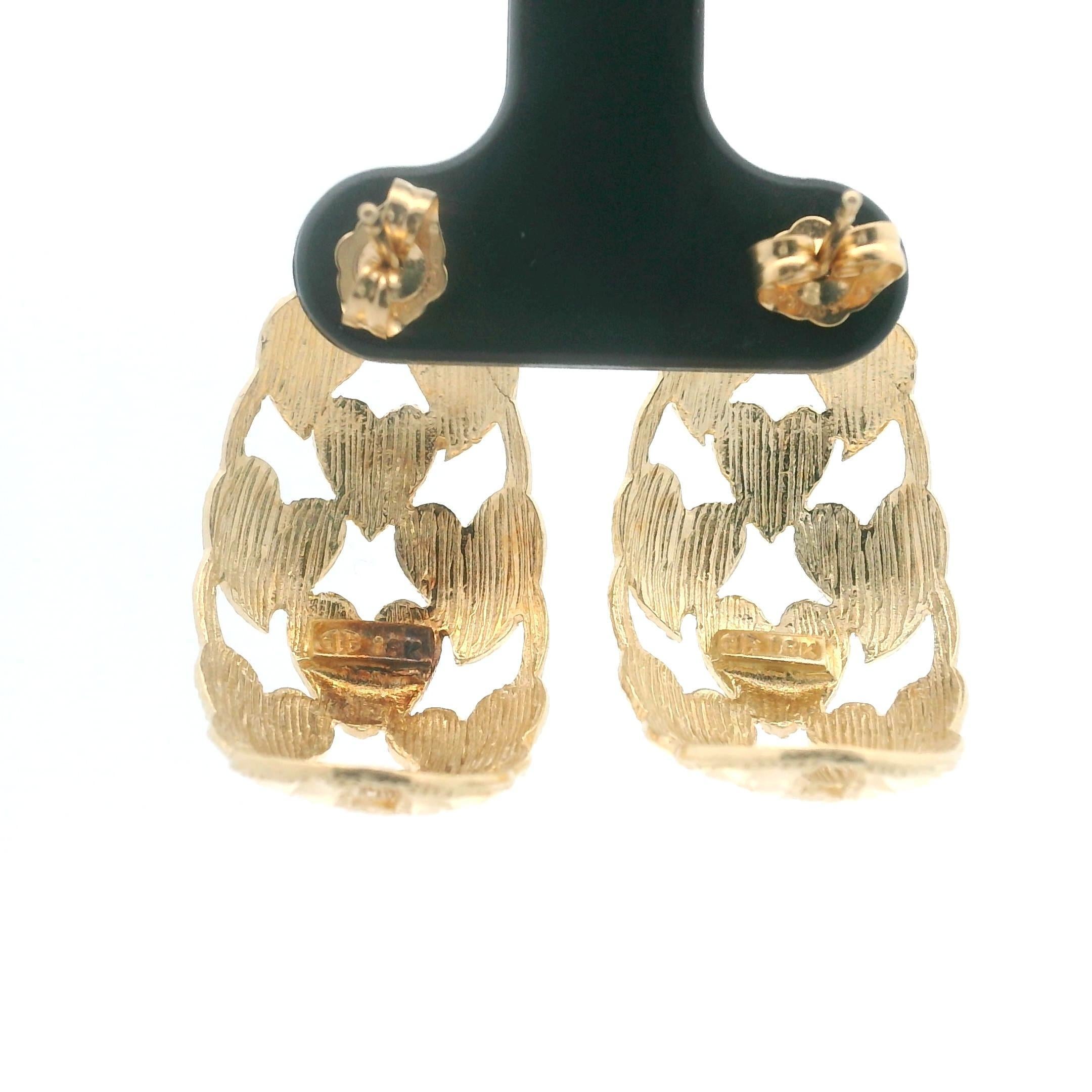 18k Yellow Gold 6.4g Solid Diamond Cut Heart Earrings 1