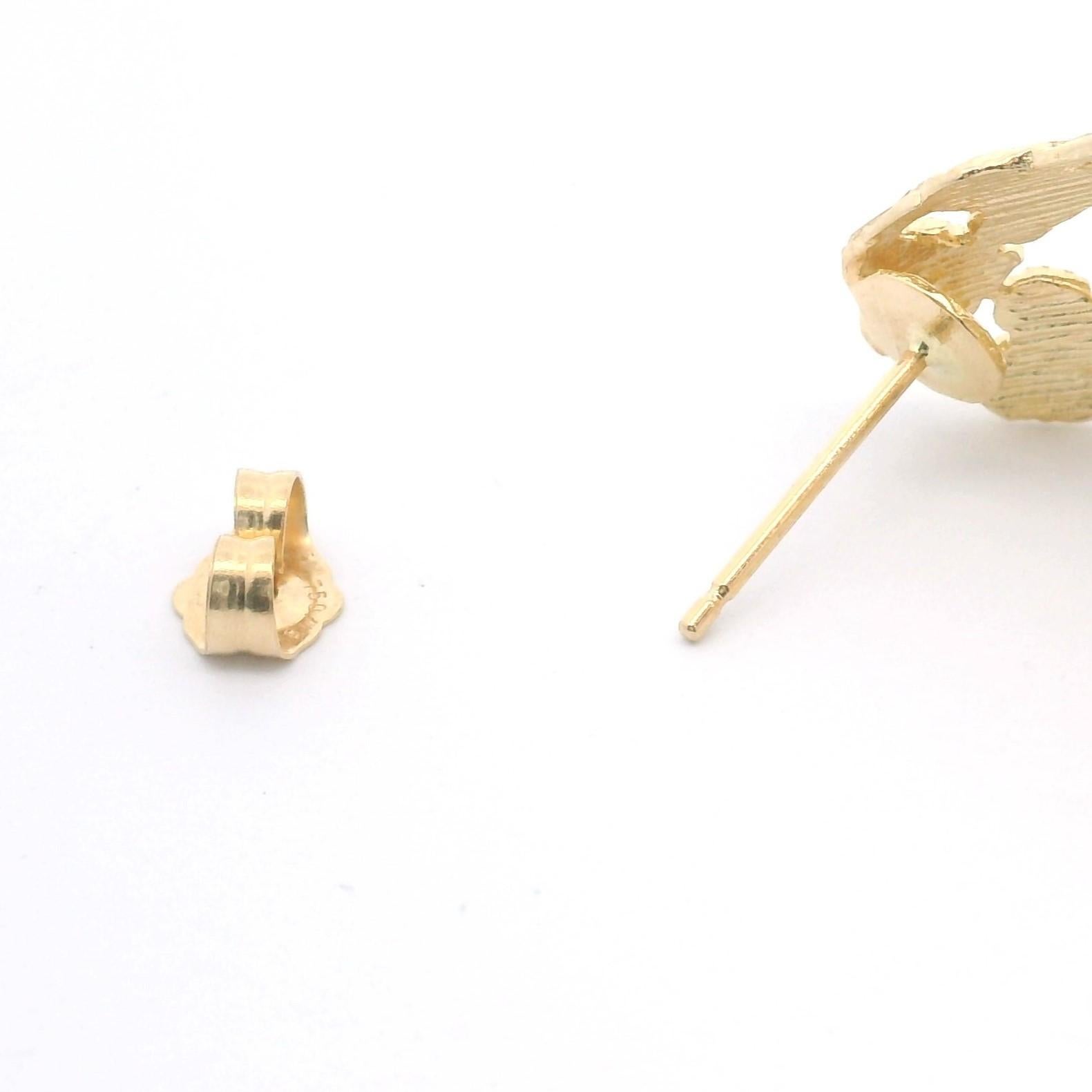 18k Yellow Gold 6.4g Solid Diamond Cut Heart Earrings 1