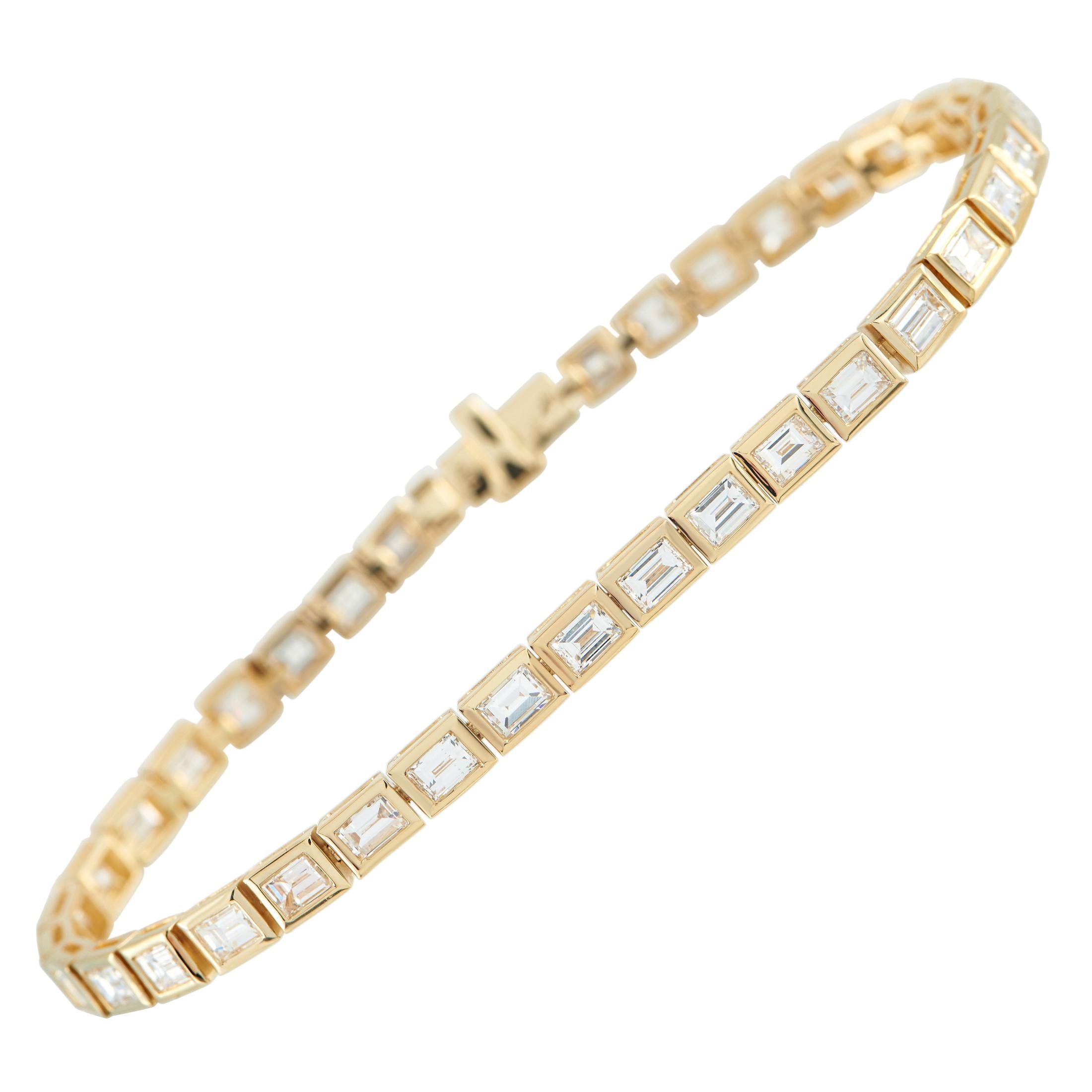 18K Yellow Gold 6.60ct Baguette Diamond Bracelet  ALB-20298-1-Y