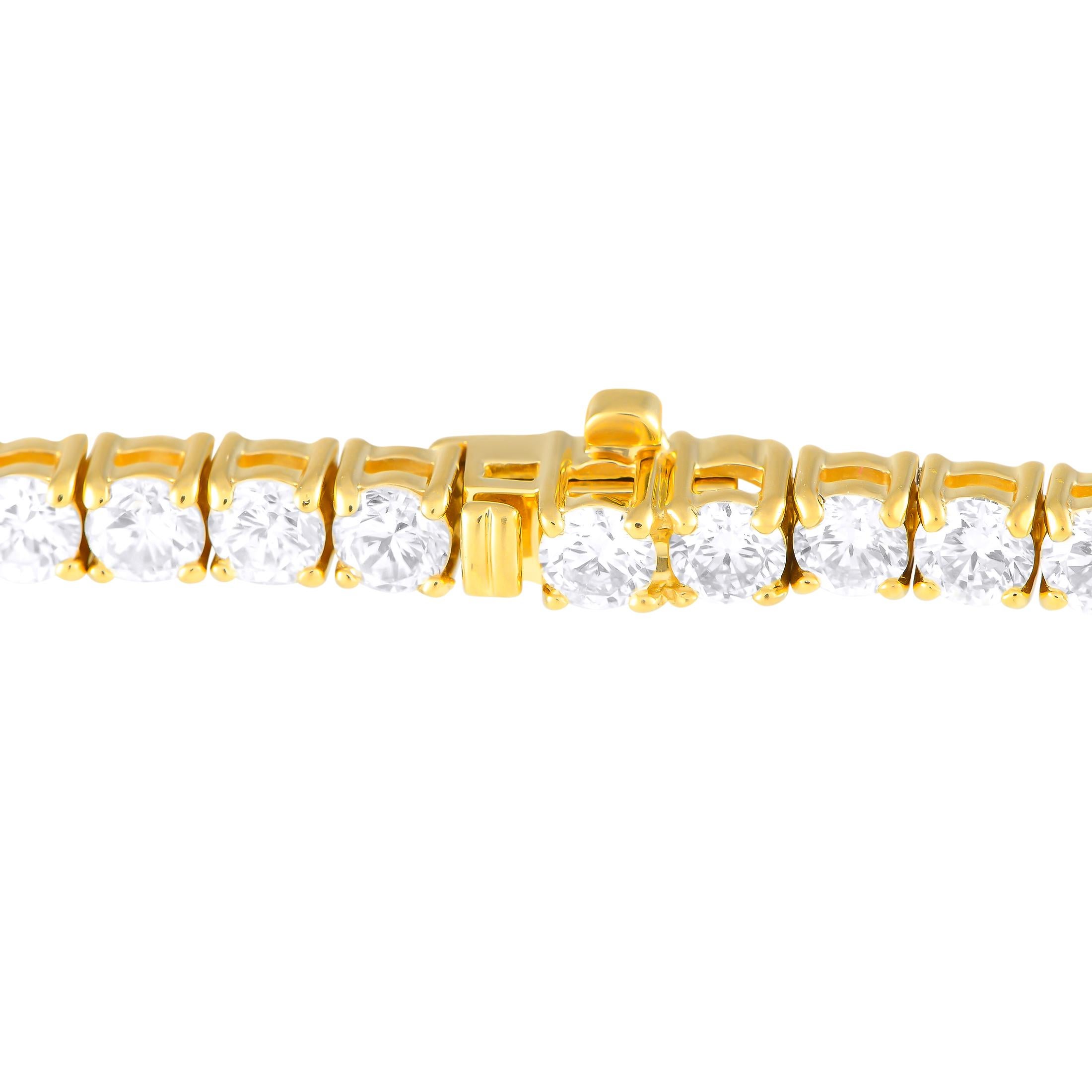 Round Cut 18K Yellow Gold 6.63ct Diamond Tennis Bracelet