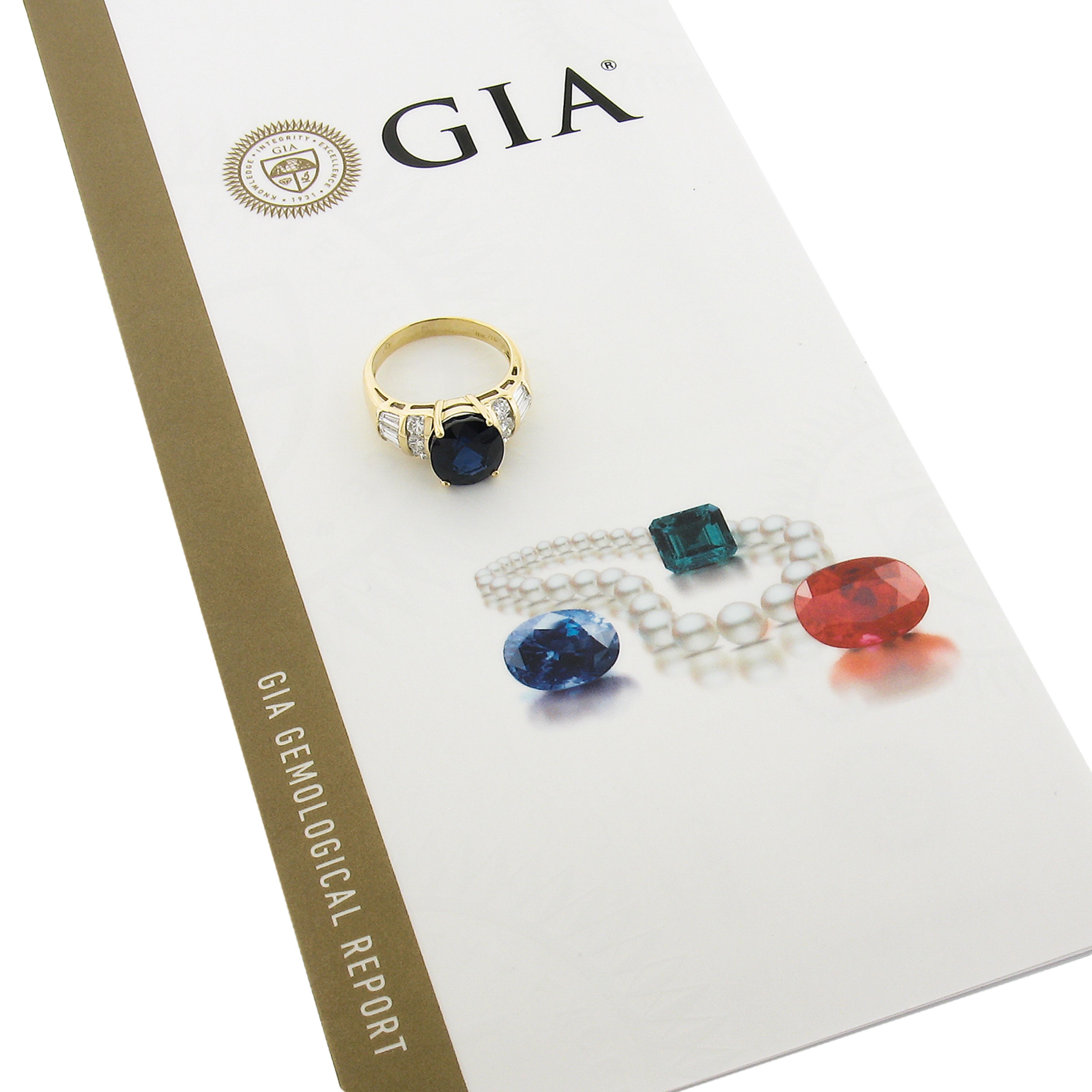 18k Yellow Gold 6.71ctw Gia Sapphire Diamond Magnificent Statement Cocktail Ring For Sale 5