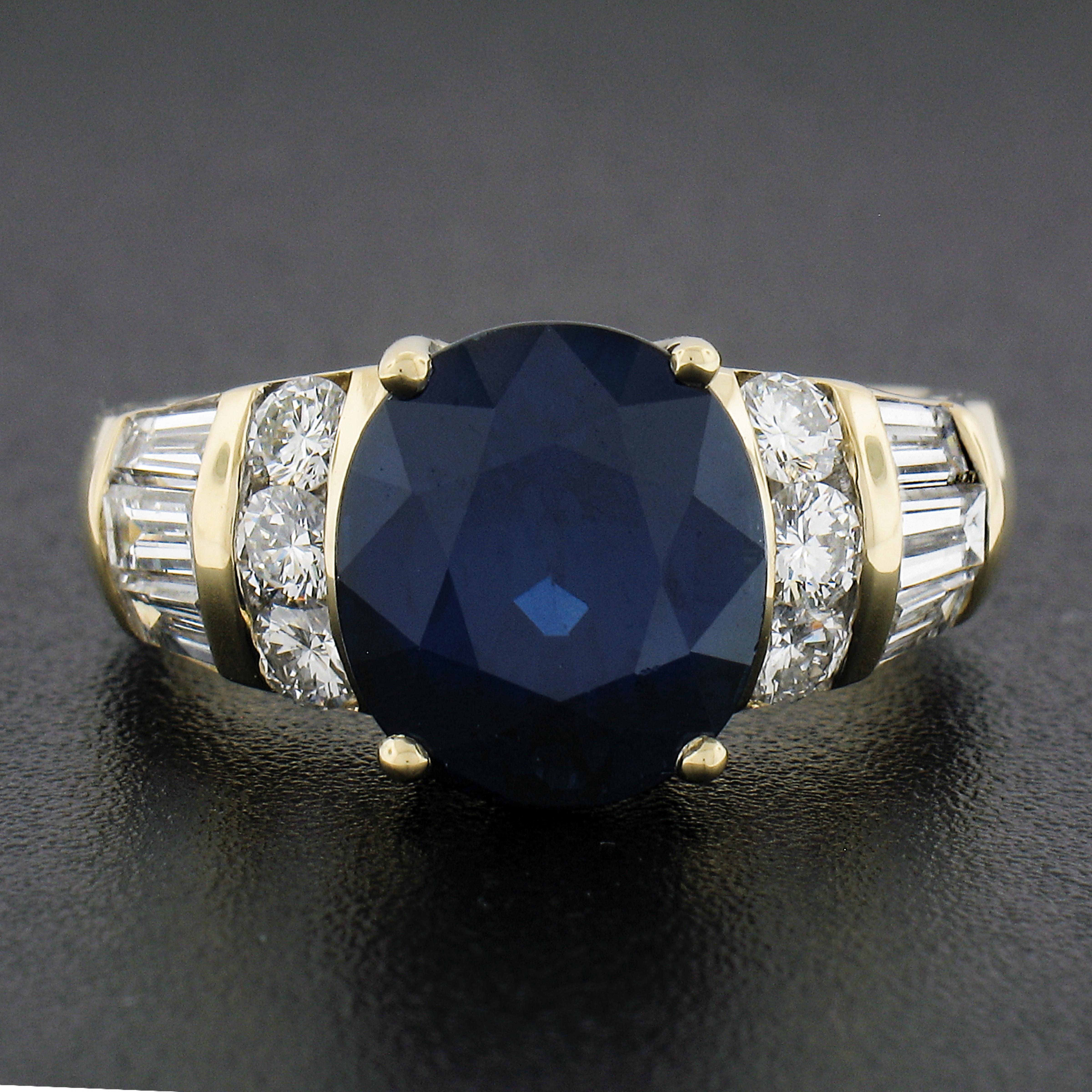 Oval Cut 18k Yellow Gold 6.71ctw Gia Sapphire Diamond Magnificent Statement Cocktail Ring For Sale