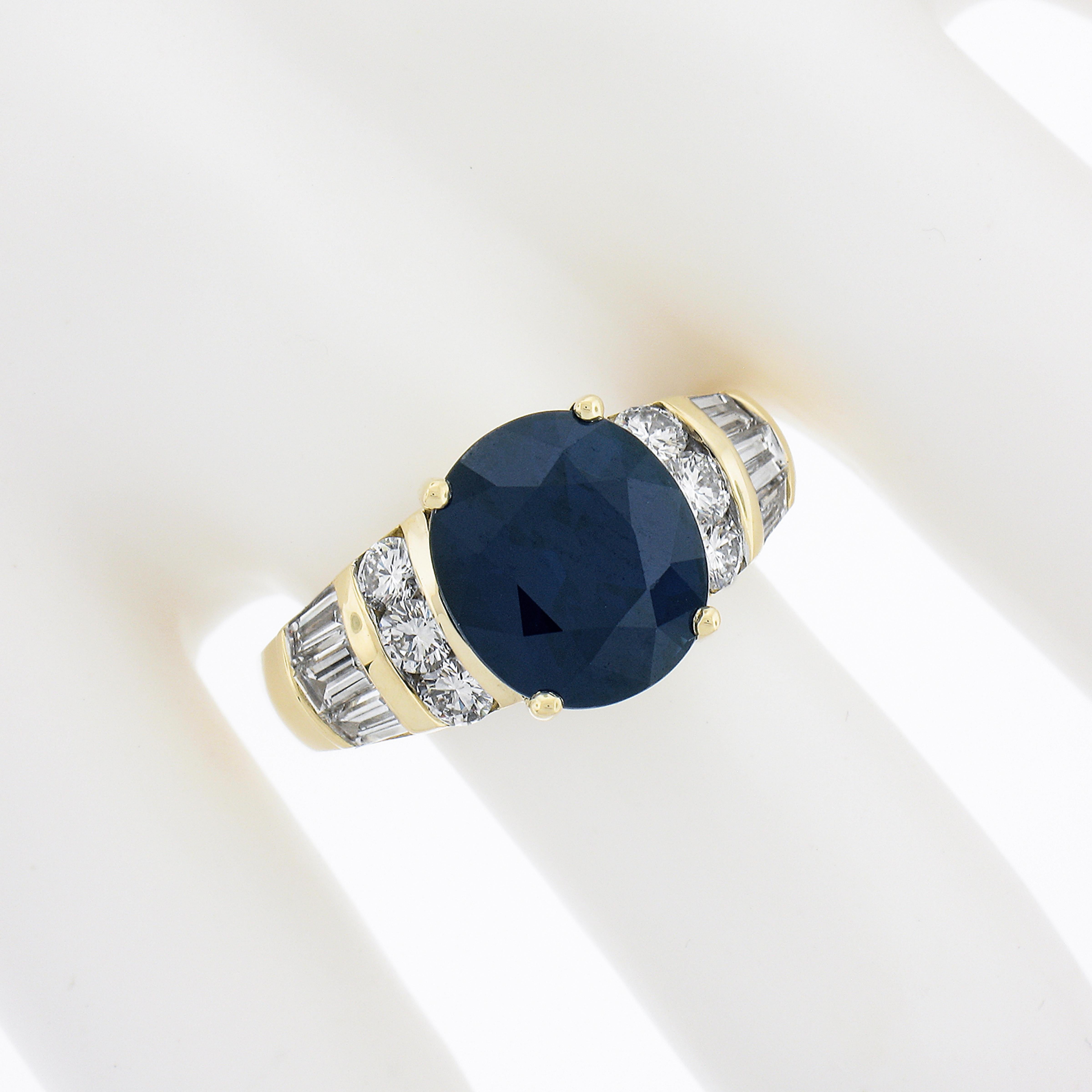 18k Yellow Gold 6.71ctw Gia Sapphire Diamond Magnificent Statement Cocktail Ring In Excellent Condition For Sale In Montclair, NJ